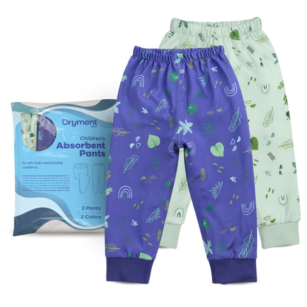 Dryment Kids Absorbent Pants - 2 Pack (Blue & Green)